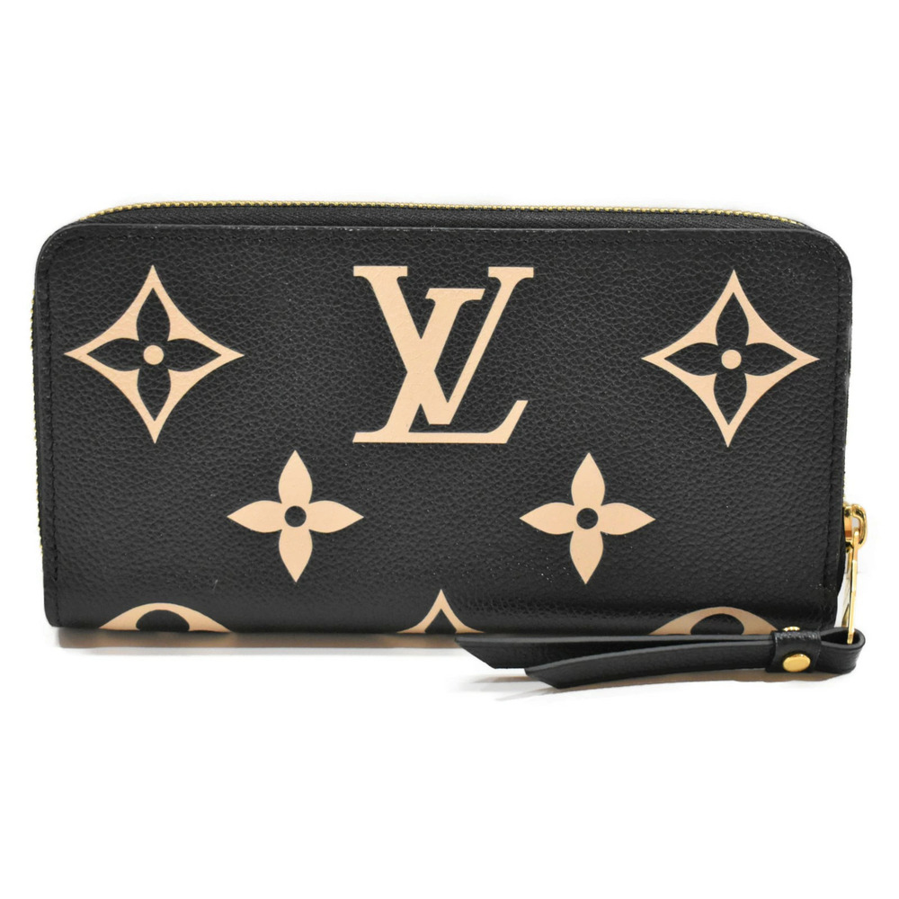 Louis Vuitton Zippy Wallet Bicolor Monogram Black Beige Empreinte Leather Long